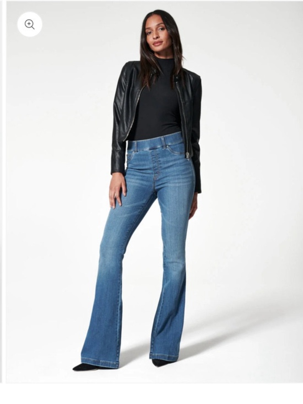SPANX High-Rise Flare Jeans in Medium Blue Wash